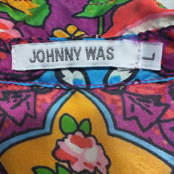 Johnny Was Womens Shirt Large Seline Floral Paisley 100% Silk Button Up Blouse - Picture 3 of 11